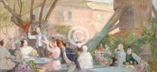 Esquisse pour la mairie de Bagnolet : Un toast, 1893. Creator: Victor Marec.