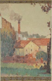 Esquisse pour la mairie de Fresnes : paysage rural en lisière de forêt, 1905. Creator: Jean Constant Pape