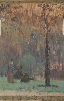 Esquisse pour la mairie de Fresnes : paysage rural en lisière de forêt, 1905. Creator: Jean Constant Pape