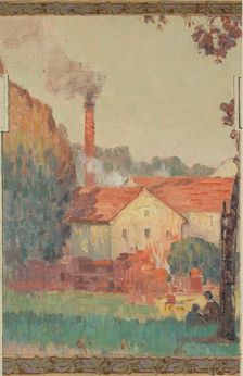 Esquisse pour la mairie de Fresnes : paysage rural en lisière de forêt, 1905. Creator: Jean Constant Pape