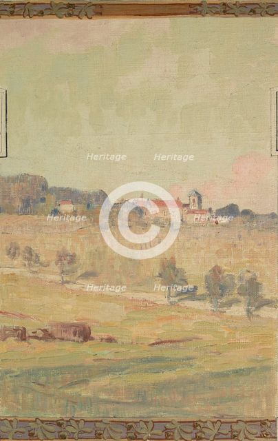 Esquisse pour la mairie de Fresnes : paysage rural en lisière de forêt, 1905. Creator: Jean Constant Pape.