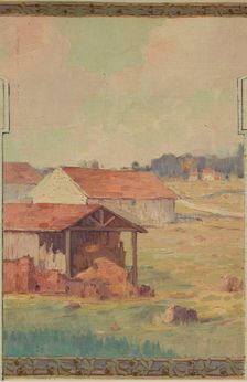 Esquisse pour la mairie de Fresnes : paysage rural en lisière de forêt, 1905. Creator: Jean Constant Pape