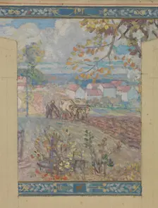 Esquisse pour la mairie de Fresnes : Paysage. Scènes de village, 1905. Creator: Victor Menu