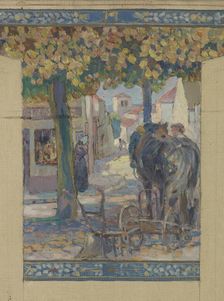 Esquisse pour la mairie de Fresnes : Paysage. Scènes de village, 1905. Creator: Victor Menu