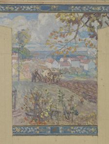 Esquisse pour la mairie de Fresnes : Paysage. Scènes de village, 1905. Creator: Victor Menu