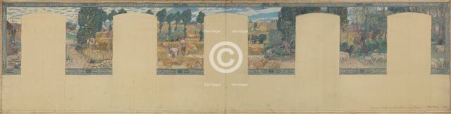 Esquisse pour la mairie de Fresnes : Paysage. Travaux des champs, 1905. Creator: Victor Menu.
