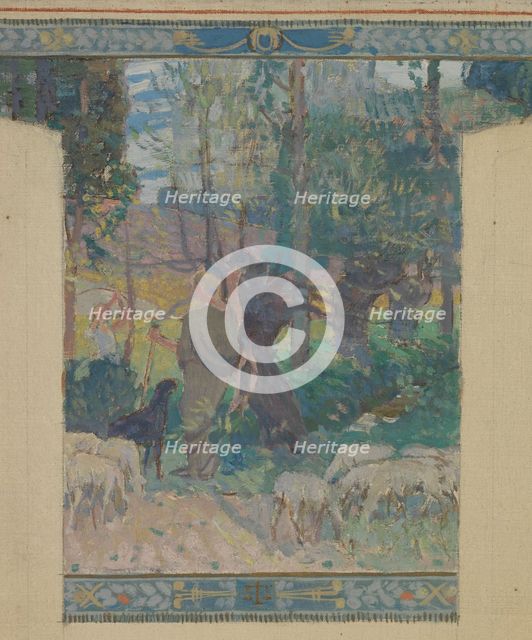 Esquisse pour la mairie de Fresnes : Paysage. Travaux des champs, 1905. Creator: Victor Menu.