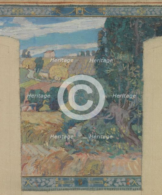 Esquisse pour la mairie de Fresnes : Paysage. Travaux des champs, 1905. Creator: Victor Menu.