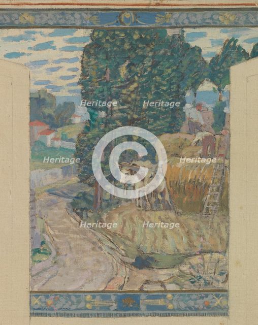 Esquisse pour la mairie de Fresnes : Paysage. Travaux des champs, 1905. Creator: Victor Menu.