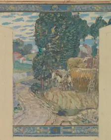 Esquisse pour la mairie de Fresnes : Paysage. Travaux des champs, 1905. Creator: Victor Menu