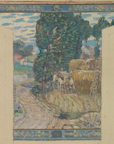 Esquisse pour la mairie de Fresnes : Paysage. Travaux des champs, 1905. Creator: Victor Menu