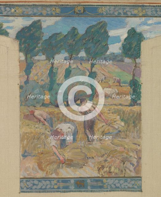 Esquisse pour la mairie de Fresnes : Paysage. Travaux des champs, 1905. Creator: Victor Menu.