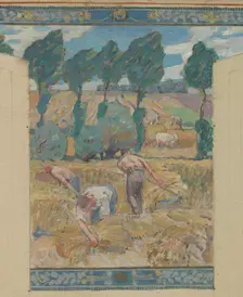 Esquisse pour la mairie de Fresnes : Paysage. Travaux des champs, 1905. Creator: Victor Menu