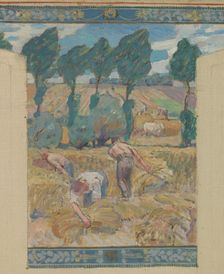 Esquisse pour la mairie de Fresnes : Paysage. Travaux des champs, 1905. Creator: Victor Menu