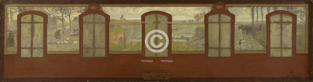Esquisse pour la mairie de Fresnes : Sur le plateau, Une place de Fresnes. Les carrières..., 1905. Creator: Jean Joseph Enders.