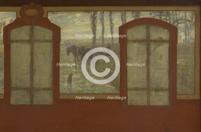 Esquisse pour la mairie de Fresnes : Sur le plateau, Une place de Fresnes. Les carrières..., 1905. Creator: Jean Joseph Enders.