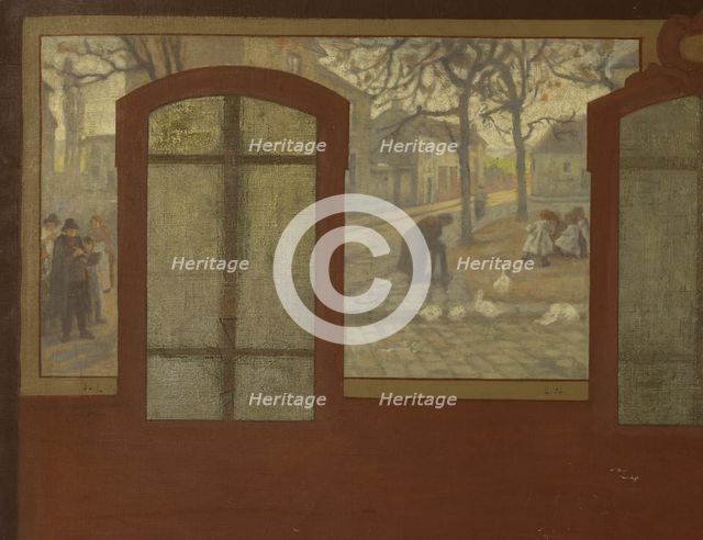 Esquisse pour la mairie de Fresnes : Sur le plateau, Une place de Fresnes. Les carrières..., 1905. Creator: Jean Joseph Enders.