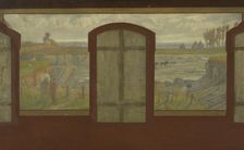 Esquisse pour la mairie de Fresnes : Sur le plateau, Une place de Fresnes. Les carrières..., 1905. Creator: Jean Joseph Enders