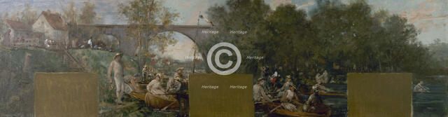 Esquisse pour la mairie de Nogent-sur-Marne : Canotiers sur la Marne, 1889. Creator: Francois Lafon.