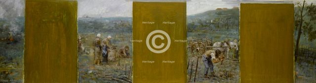 Esquisse pour la mairie de Nogent-sur-Marne : Scènes rurales, 1889. Creator: Francois Lafon.