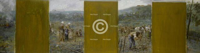 Esquisse pour la mairie de Nogent-sur-Marne : Scènes rurales, 1889. Creator: Francois Lafon.