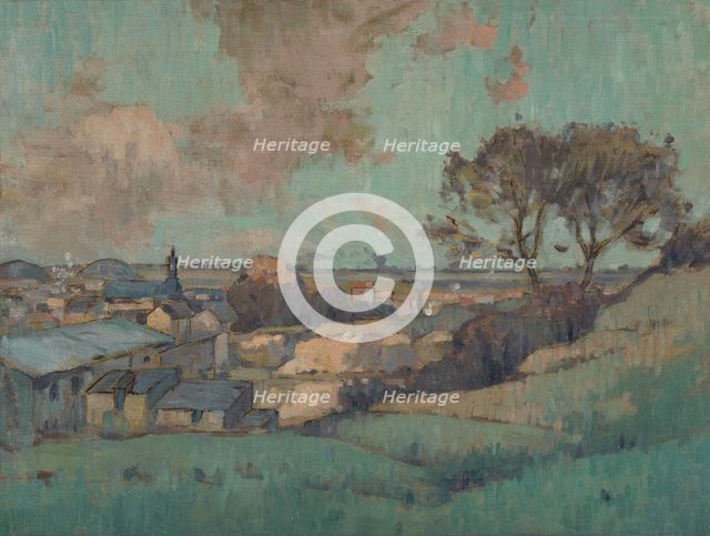 Esquisse pour la mairie de Noisy-le-Sec : Vue de Noisy-le-Sec, c.1907. Creator: Jean Constant Pape.