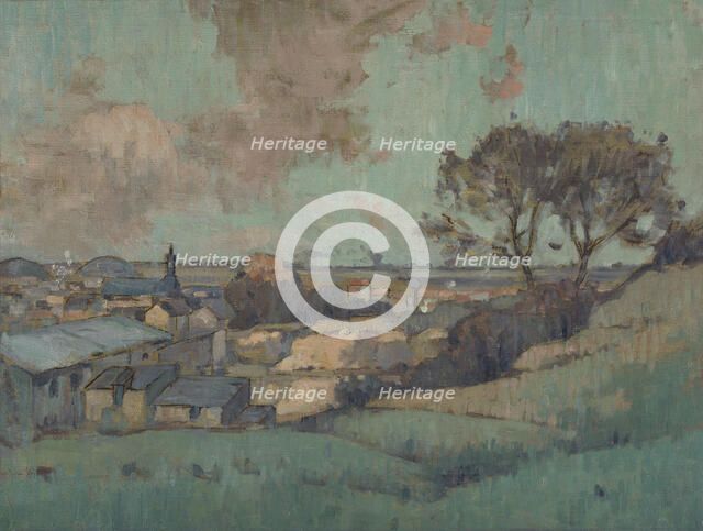 Esquisse pour la mairie de Noisy-le-Sec : Vue de Noisy-le-Sec, c.1907. Creator: Jean Constant Pape.