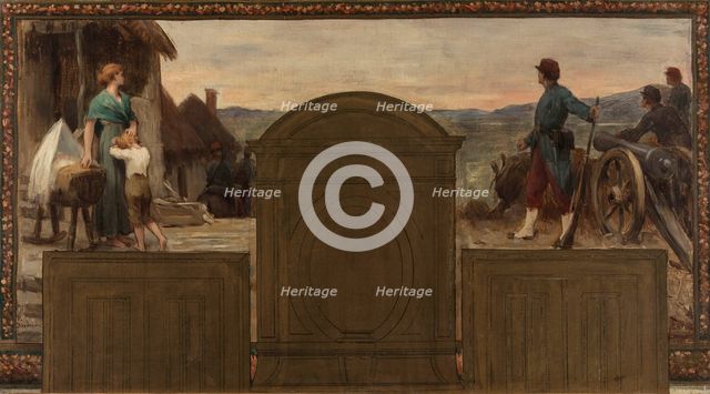 Esquisse pour la mairie de Saint-Maur-des-Fossés : Maternité et Patrie - La défense de la..., 1883. Creator: Paul Albert Baudouin.