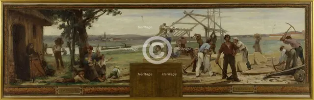 Esquisse pour la mairie de Saint Maur-des-Fossés: Famille et Travail, 1883. Creator: Paul Albert Baudouin.