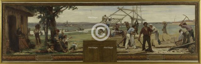 Esquisse pour la mairie de Saint Maur-des-Fossés: Famille et Travail, 1883. Creator: Paul Albert Baudouin.