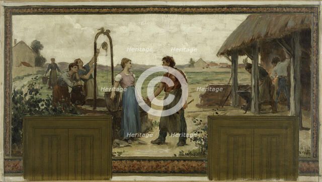 Esquisse pour la mairie de Saint-Maur-des-Fossés : Les fiançailles, 1883. Creator: Paul Albert Baudouin.