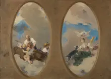 Esquisse pour la mairie de Suresnes : Allégorie du vin - Chevrière aux colombes (plafonds), 1897. Creator: Edouard Michel Lancon