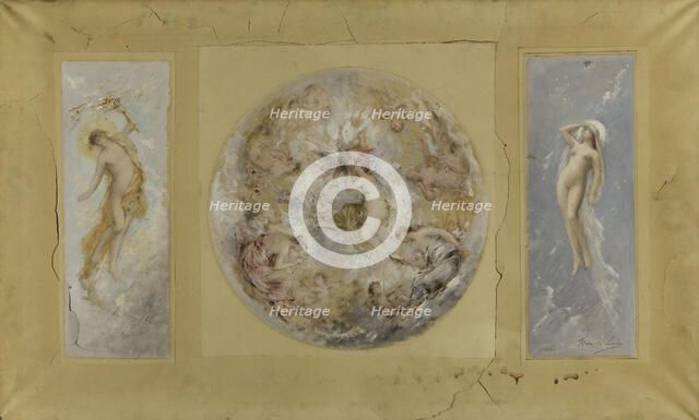 Esquisse pour la mairie de Pantin : Amour et Psyché - Le jour et la nuit, 1886. Creator: Francois Lafon.