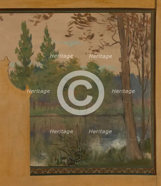 Esquisse pour la mairie de Vincennes : Le lac Daumesnil, 1898. Creator: Maurice Chabas.