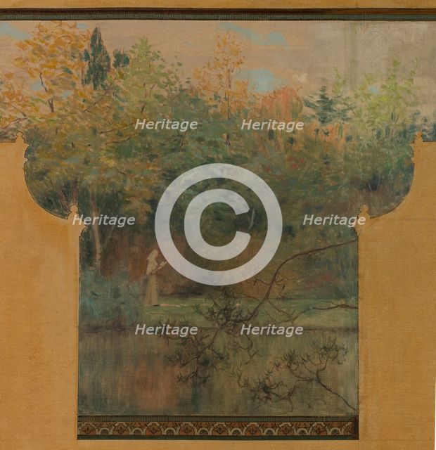 Esquisse pour la mairie de Vincennes : Le lac Daumesnil, 1898. Creator: Maurice Chabas.