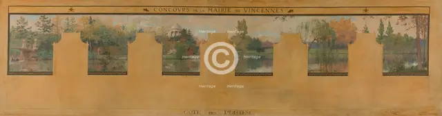 Esquisse pour la mairie de Vincennes : Le lac Daumesnil, 1898. Creator: Maurice Chabas.