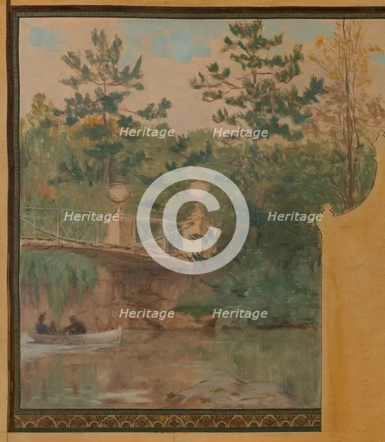 Esquisse pour la mairie de Vincennes : Le lac Daumesnil, 1898. Creator: Maurice Chabas.