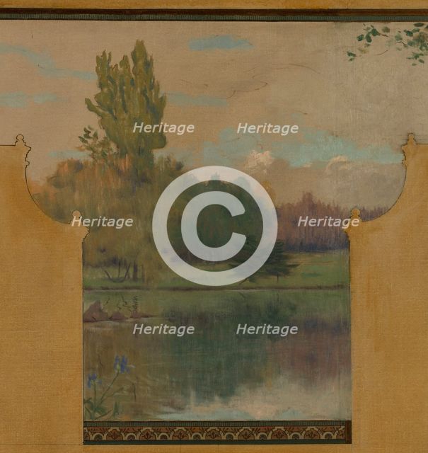Esquisse pour la mairie de Vincennes : Le lac Daumesnil, 1898. Creator: Maurice Chabas.