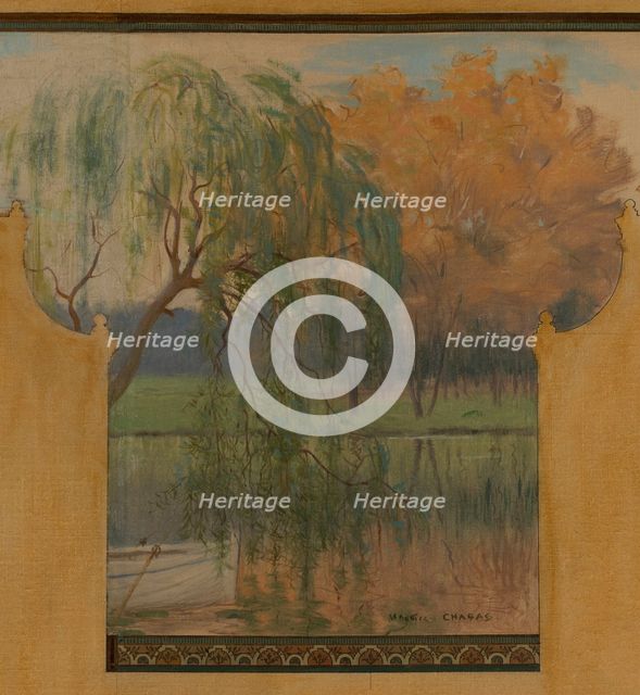 Esquisse pour la mairie de Vincennes : Le lac Daumesnil, 1898. Creator: Maurice Chabas.