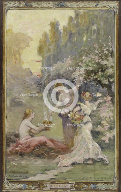 Esquisse pour la mairie du 10ème arrondissement de Paris : L'odorat - Parfums du soir, c.1905 - 1908 Creator: Henri-Eugène Delacroix.