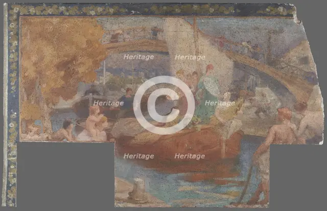 Esquisse pour la mairie du 10ème : Le canal Saint-Martin (fragments), c.1905. Creator: Paul Albert Baudouin.