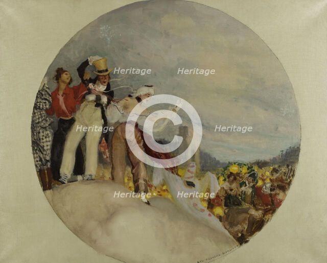 Esquisse pour la mairie du 10ème (salle des fêtes): Parade sur les boulevards, between 1905 and 1908 Creator: Auguste-François-Marie Gorguet.