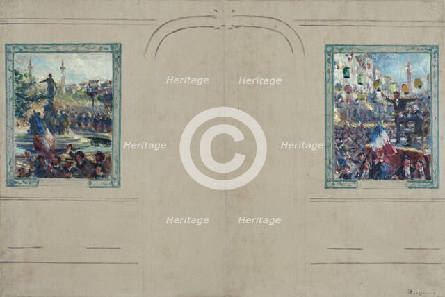 Esquisse pour la mairie du 12ème arrondissement de Paris : Place de la Nation. Place de..., c.1910. Creator: Claude Charles Bourgonnier.