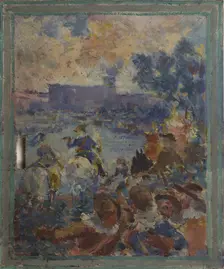 Esquisse pour la mairie du 12ème arrondissement : La revue militaire, c.1910. Creator: Claude Charles Bourgonnier