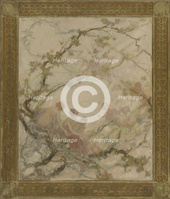 Esquisse pour la mairie du 15e arrondissement : Femmes et enfants dans les branchages, c.1929. Creator: Georges-Picard Picard.