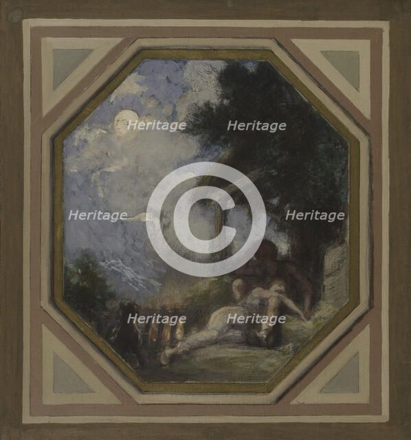 Esquisse pour la mairie du 15e arrondissement : Le repos des époux, 1884. Creators: Jacques Ferdinand Humbert, Pierre Lagarde.