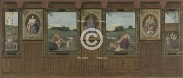 Esquisse pour la mairie du 20ème arrondissement : L'amour, la fidélité, la tendresse..., 1884. Creator: Edouard Michel Lancon.