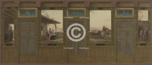 Esquisse pour la mairie du 20ème arrondissement : Les soins domestiques, l'instruction..., 1884. Creator: Edouard Michel Lancon.