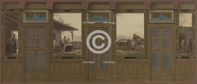Esquisse pour la mairie du 20ème arrondissement : Les soins domestiques, l'instruction..., 1884. Creator: Edouard Michel Lancon.