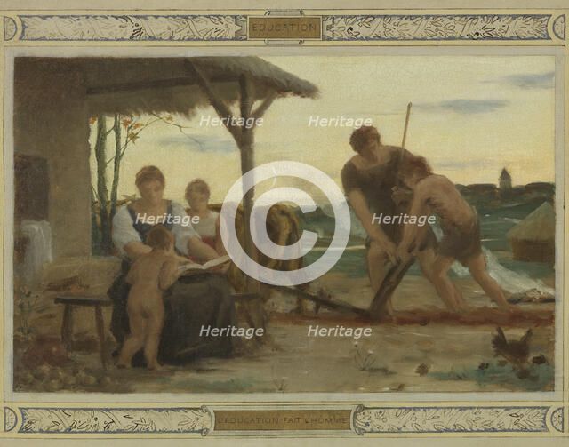 Esquisse pour la mairie du 2ème arrondissement : Education. Mariage. Patrie, 1880. Creator: Edouard Michel Lancon.